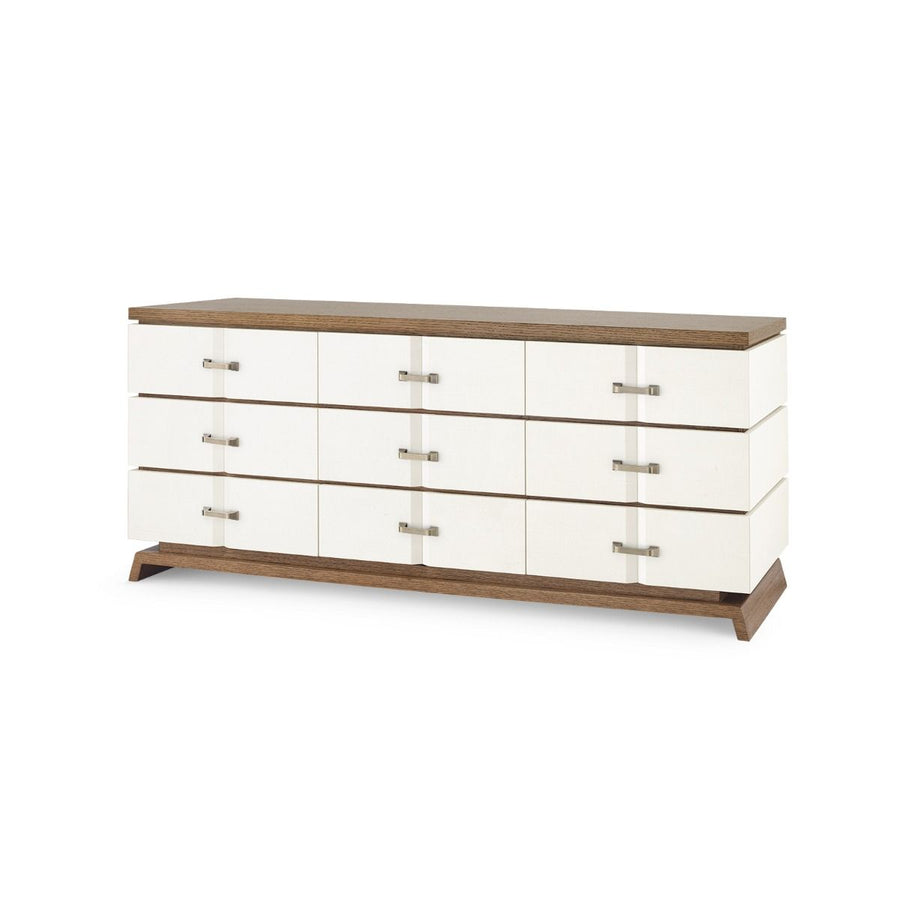 Tristan Extra Wide Large 9-Drawer, Sand White, Sesame Finish Oak Veneer