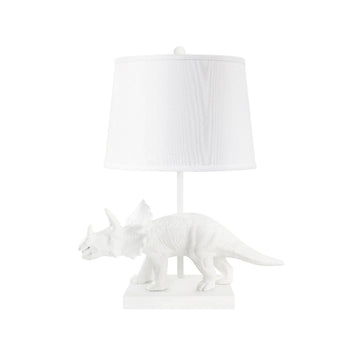 Titus Lamp with Shade 14-inch White Linen, with Nickel, Plaster White