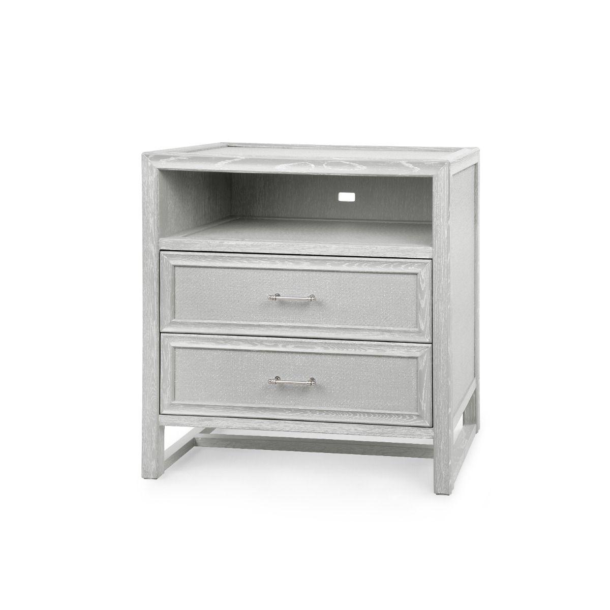 Vivian 2-Drawer Side Table, Soft Gray - Maison Vogue