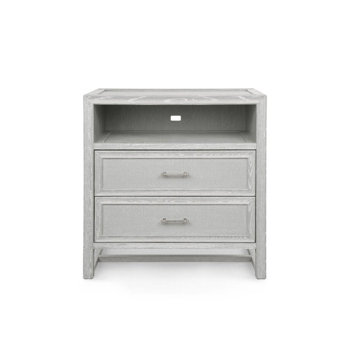 Vivian 2-Drawer Side Table, Soft Gray - Maison Vogue