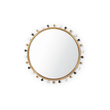 Zoe Round Mirror, Antique Brass