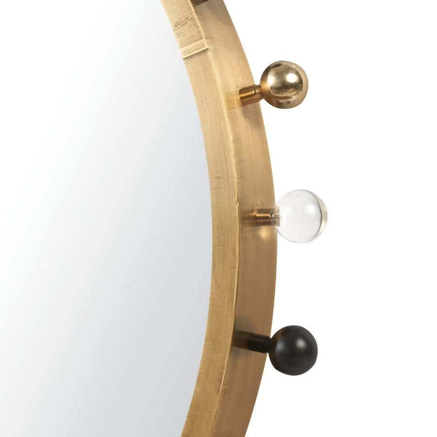 Zoe Round Mirror, Antique Brass