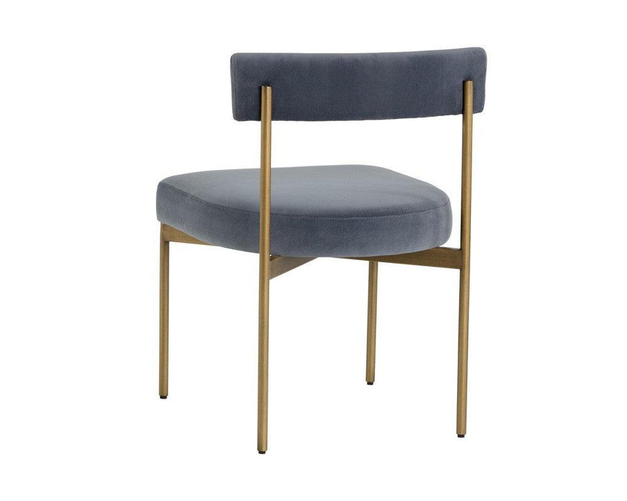 Seneca Dining Chair - Antique Brass - Velvet Slate - Maison Vogue