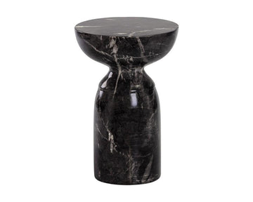 Goya End Table - Marble Look - Black - Maison Vogue