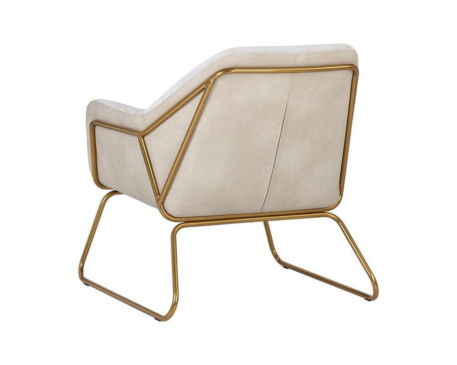 Watts Lounge Chair - Gold - Polo Club Muslin / Bravo Cream - Maison Vogue