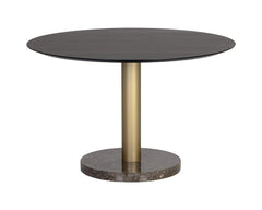 Monaco Dining Table - Gold - Light Grey Marble / Charcoal Grey - 48" - Maison Vogue