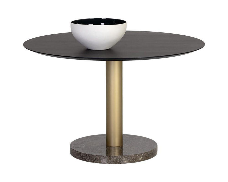 Monaco Dining Table - Gold - Light Grey Marble / Charcoal Grey - 48