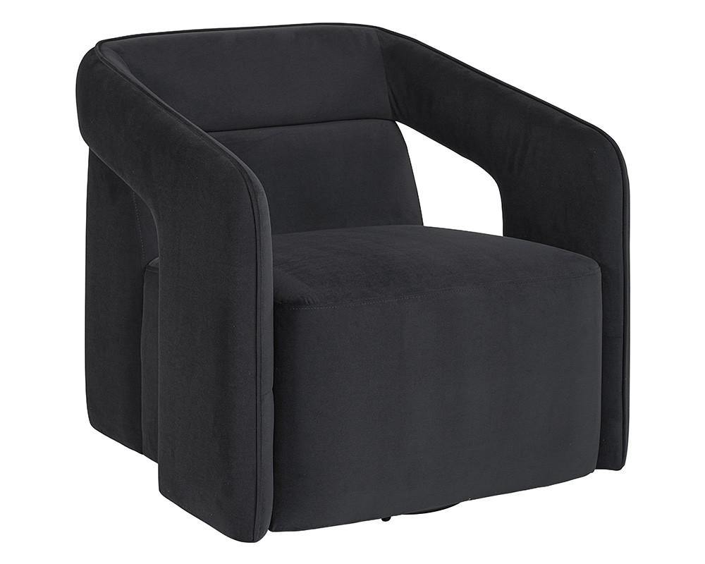 Kendrick Swivel Lounge Chair - Abbington Black - Maison Vogue