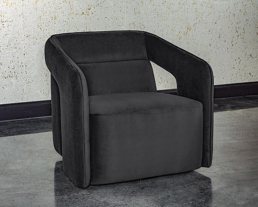 Kendrick Swivel Lounge Chair - Abbington Black - Maison Vogue