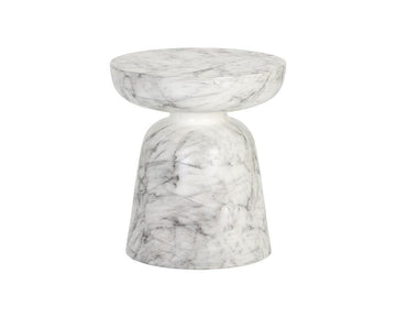 Lucida End Table - Marble Look - White - Maison Vogue