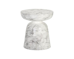 Lucida End Table - Marble Look - White - Maison Vogue