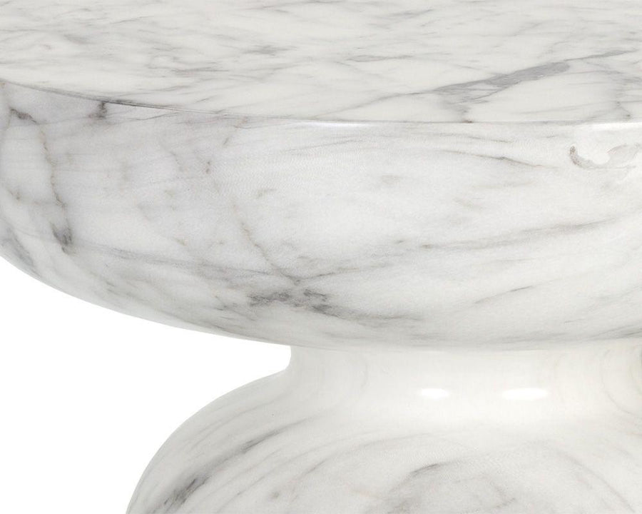 Lucida End Table - Marble Look - White - Maison Vogue