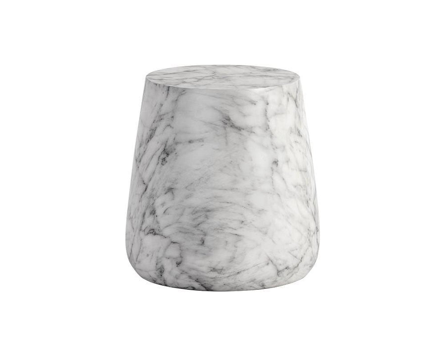 Aries Side Table - Marble Look - White - Maison Vogue