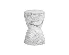 Cara End Table - Marble Look - White - Maison Vogue
