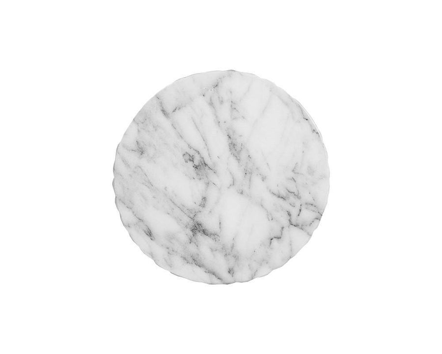 Cara End Table - Marble Look - White - Maison Vogue