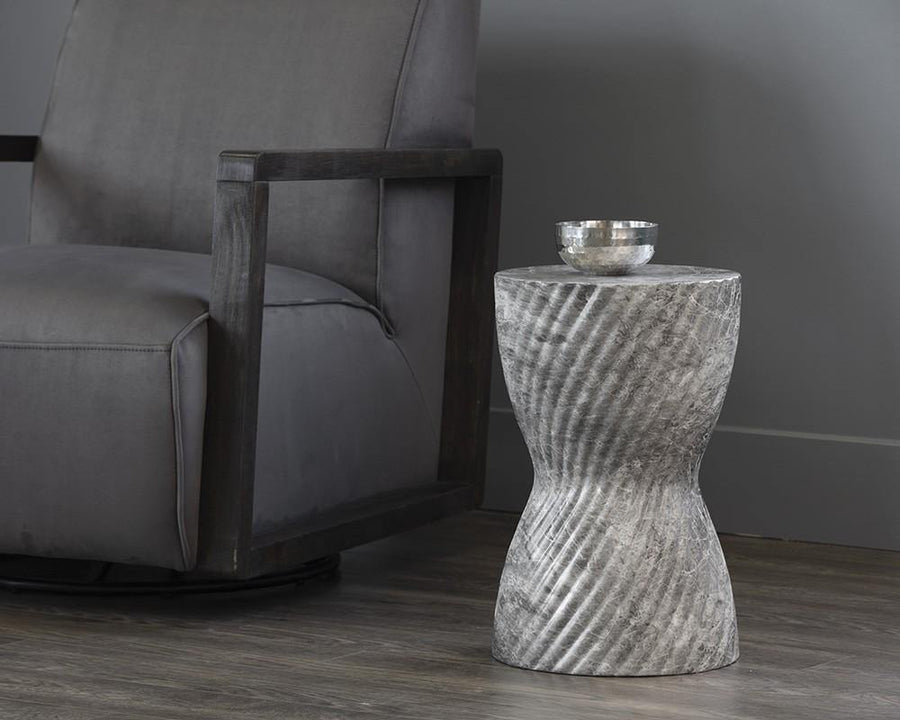 Cara End Table - Marble Look - Grey - Maison Vogue