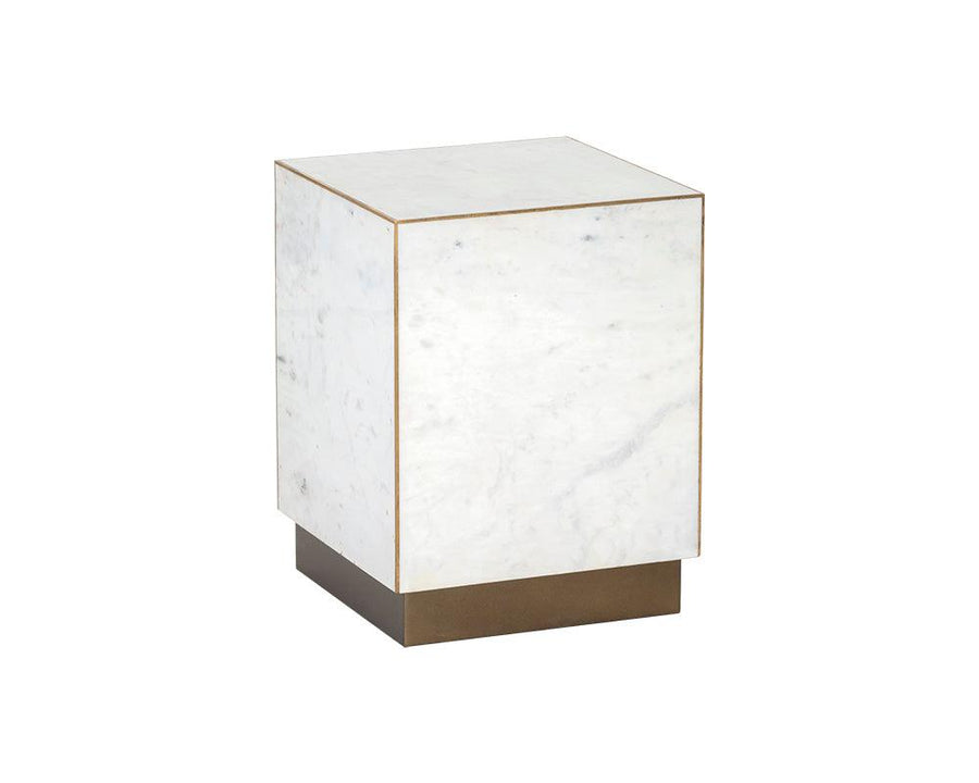 Daines End Table - White Marble - Maison Vogue