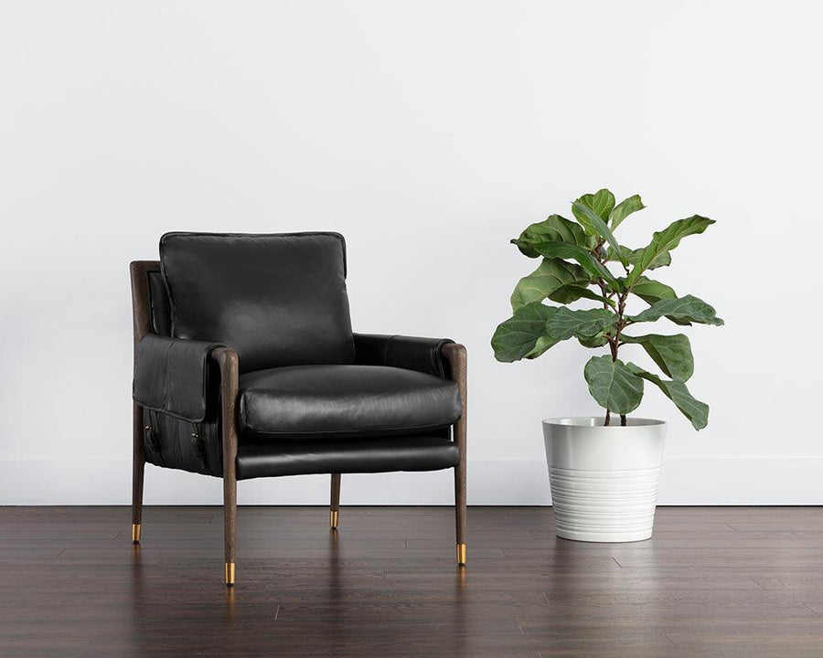 Mauti Lounge Chair - Dark Brown - Cortina Black Leather - Maison Vogue
