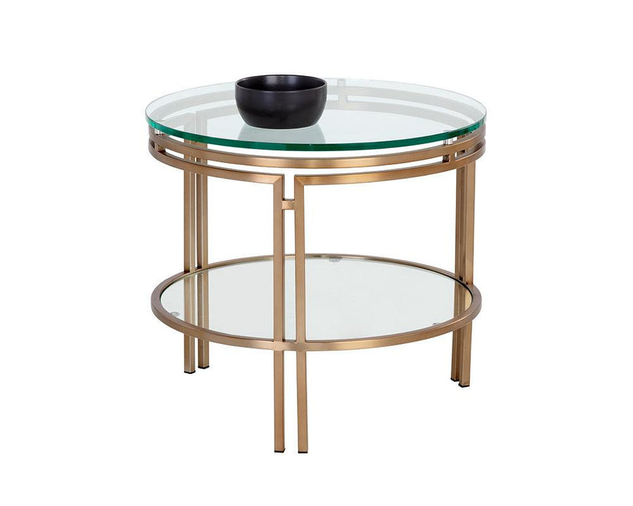 Andros End Table - Antique Brass - Maison Vogue