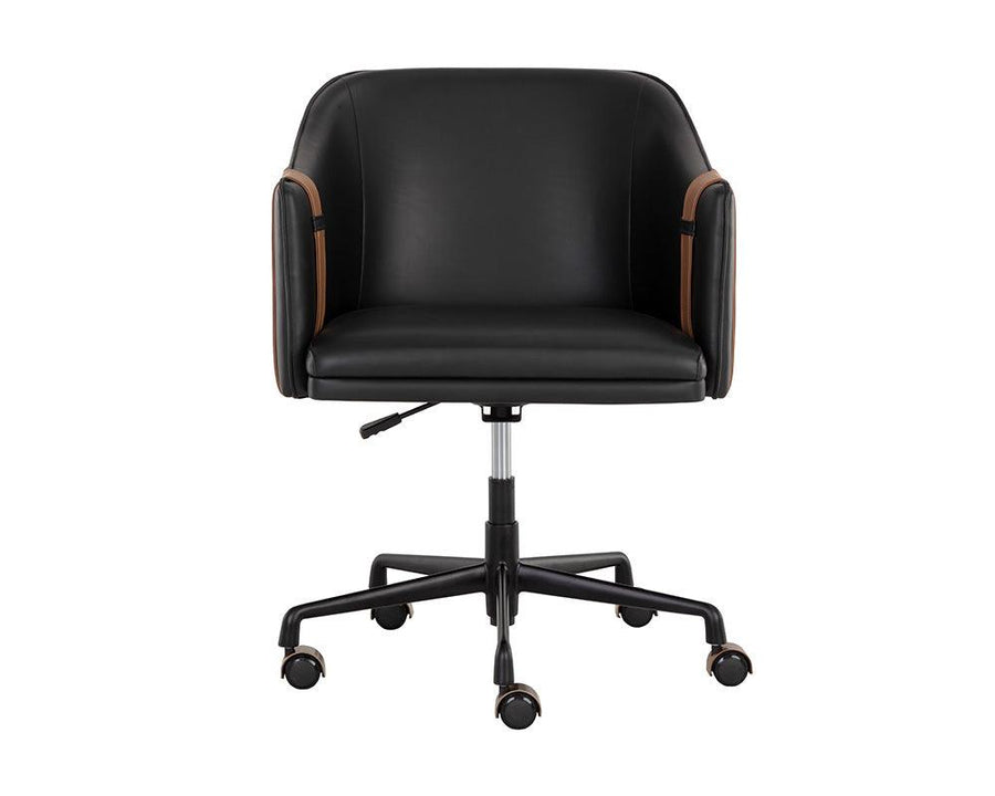 Carter Office Chair - Napa Black / Napa Cognac - Maison Vogue