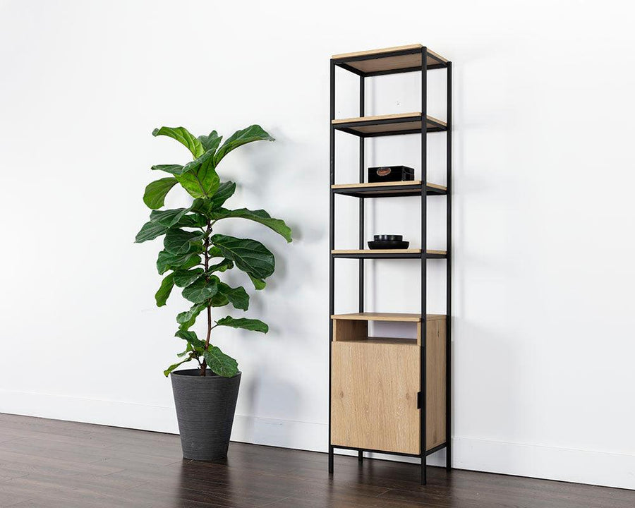 Ambrose Modular Bookcase - Small - Rustic Oak - Black - Maison Vogue
