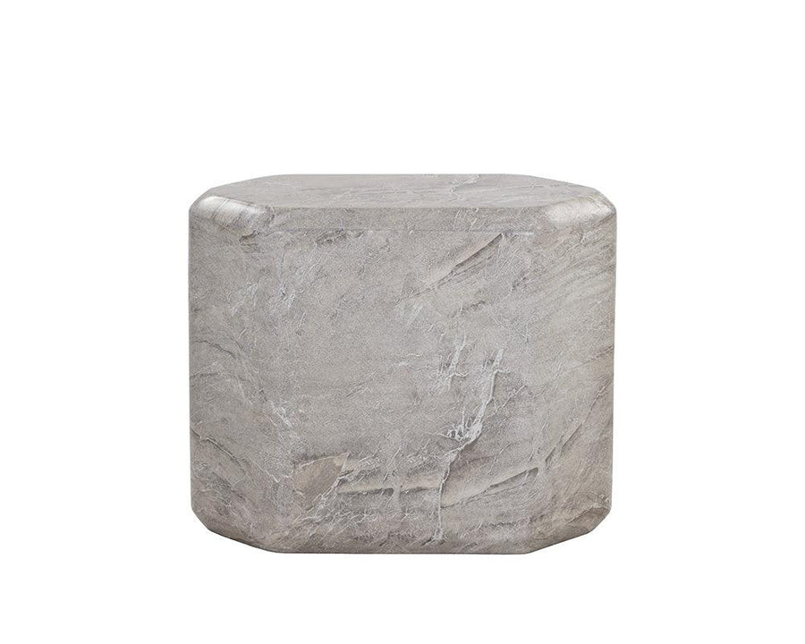 Spezza End Table - Low - Marble Look - Grey - Maison Vogue
