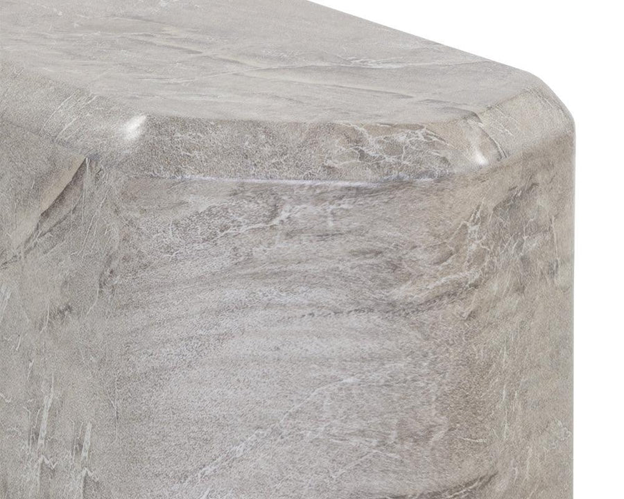 Spezza End Table - Low - Marble Look - Grey - Maison Vogue