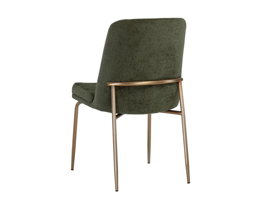 Zeke Dining Chair - Antique Brass - Bergen Olive - Maison Vogue