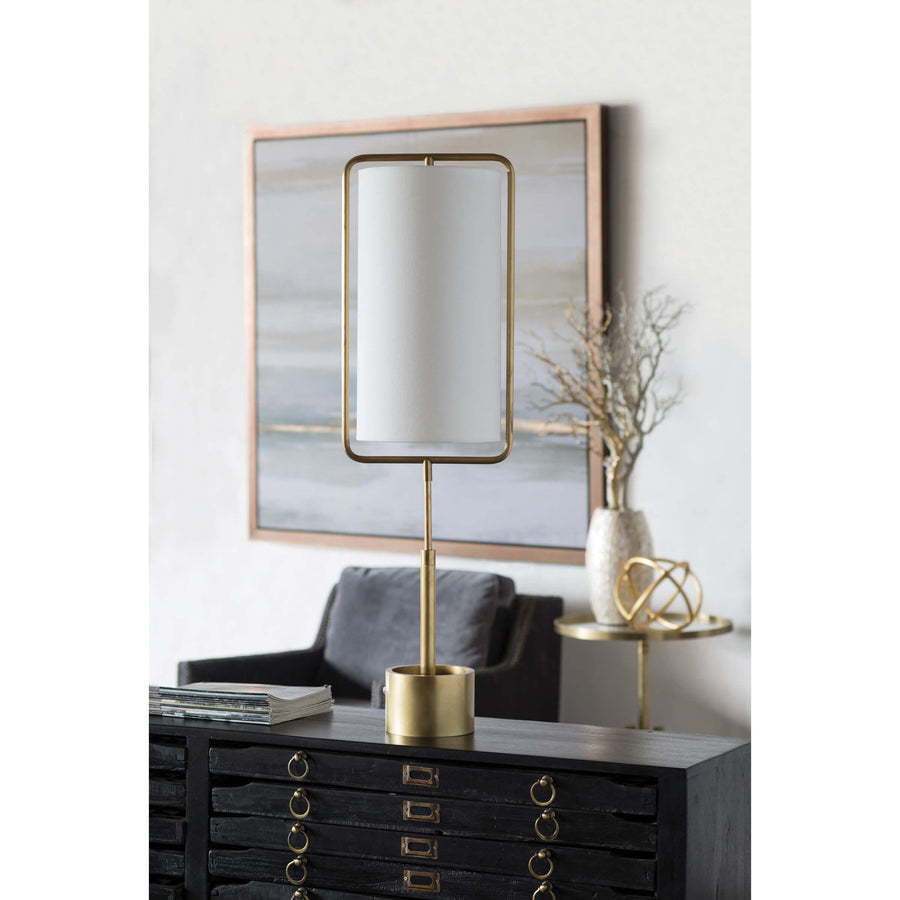 Geo Rectangle Table Lamp (Natural Brass) - Maison Vogue