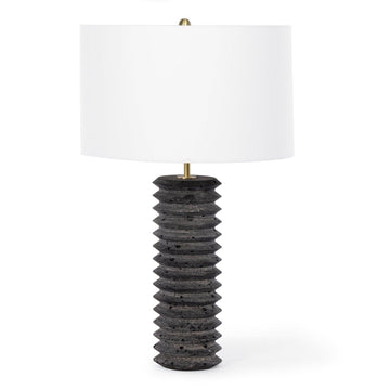 Noir Column Travertine Lamp (Tall) - Maison Vogue