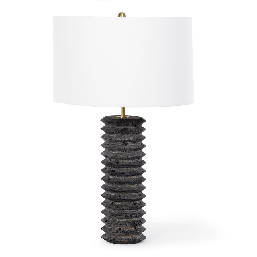 Noir Column Travertine Lamp (Tall) - Maison Vogue