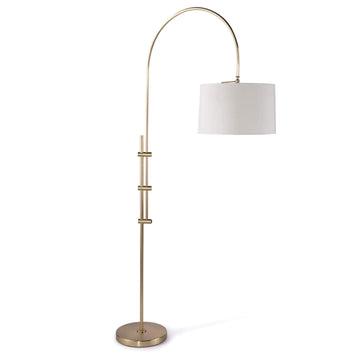 Arc Floor Lamp With Fabric Shade (Natural Brass) - Maison Vogue