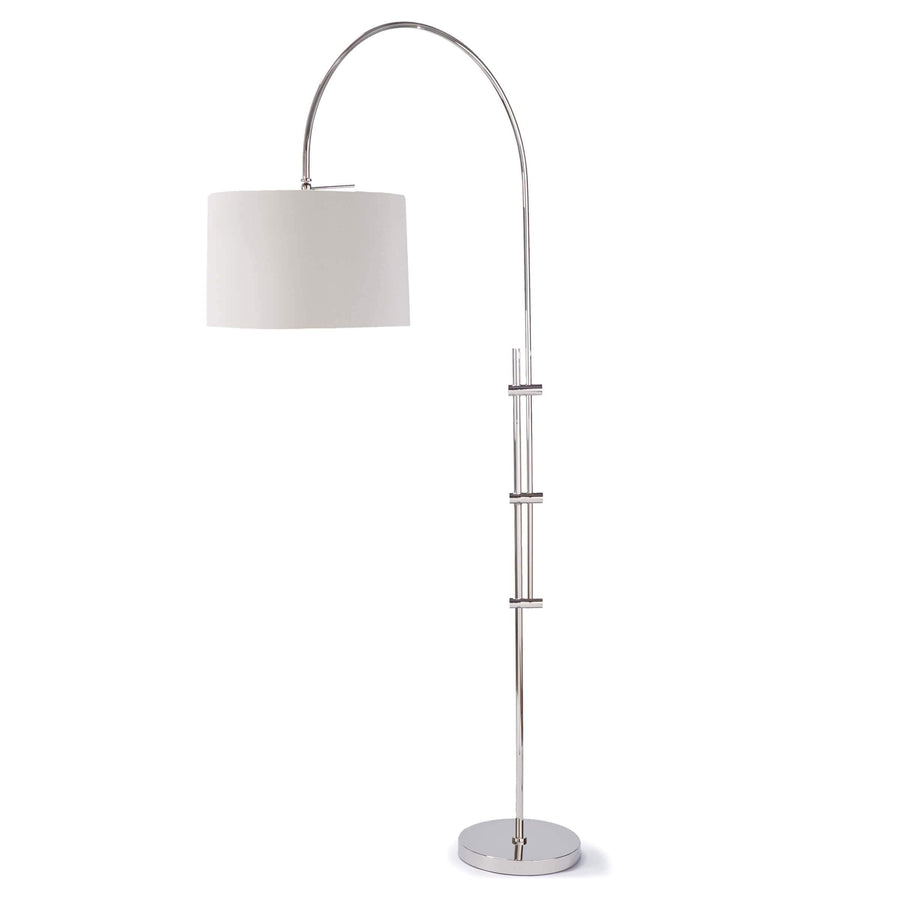 Arc Floor Lamp With Fabric Shade (Polished Nickel) - Maison Vogue