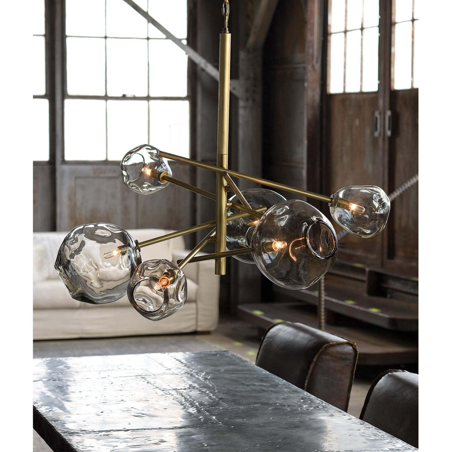 Molten Chandelier With Smoke Glass (Natural Brass) - Maison Vogue