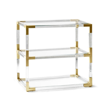 Jacques Two-Tier Side Table, Clear/Brass - Maison Vogue