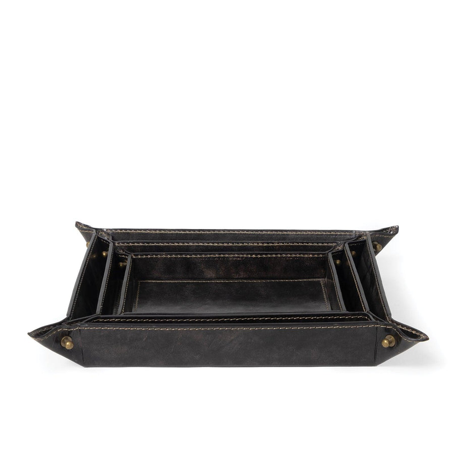 Derby Leather Tray Set (Black) - Maison Vogue