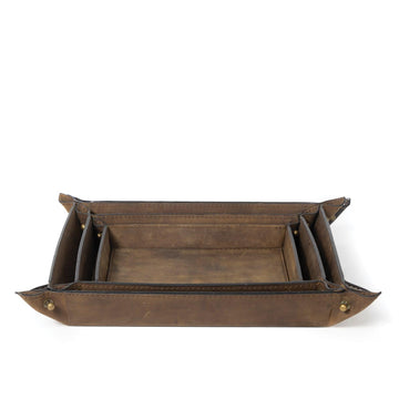 Derby Leather Tray Set (Brown) - Maison Vogue