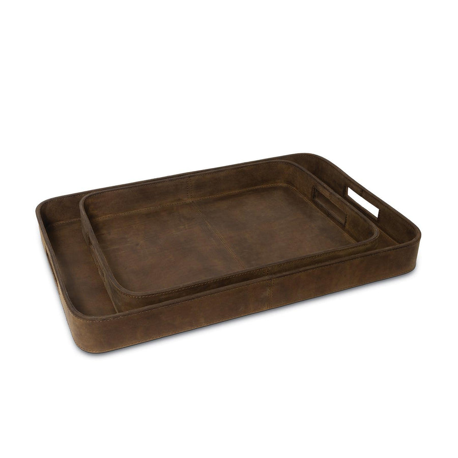 Derby Rectangle Leather Tray Set (Brown) - Maison Vogue
