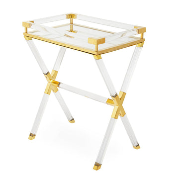 Jacques Tray Table, Clear/Brass - Maison Vogue
