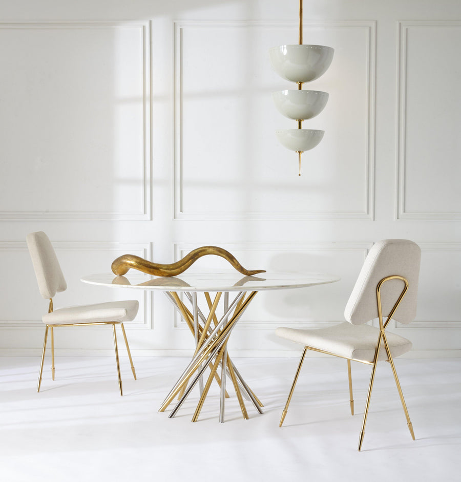 Electrum Dining Table, White Marble - Maison Vogue