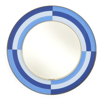 Harlequin Round Mirror, Multi Blue - Maison Vogue