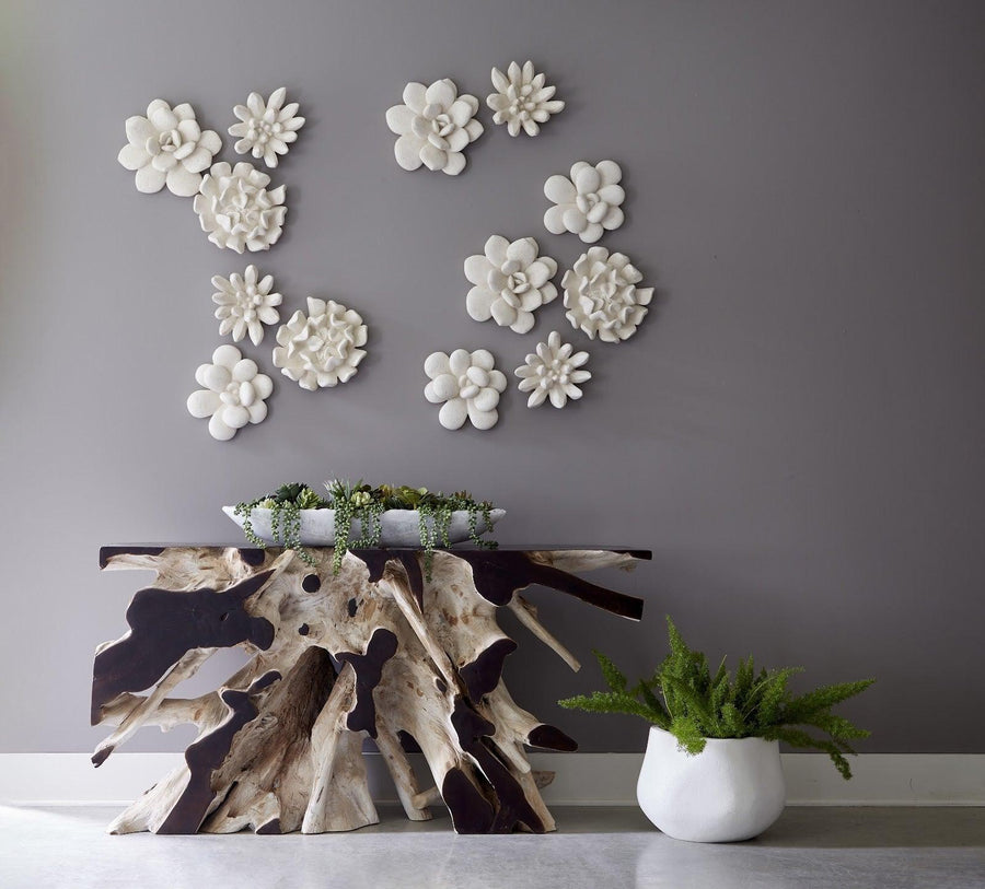 Topsy-Turvy White Stone Succulent Wall Art - Maison Vogue