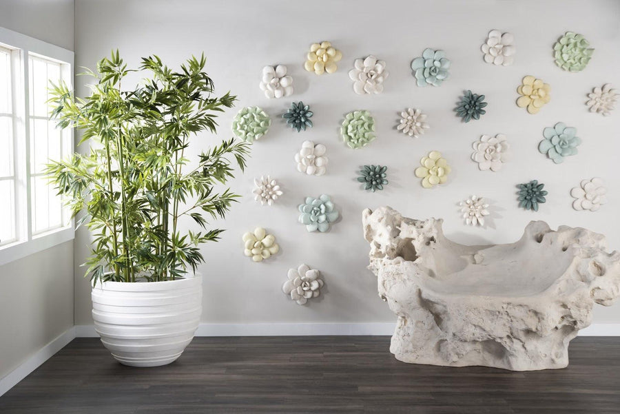 Oviferum White Stone Succulent Wall Art - Maison Vogue
