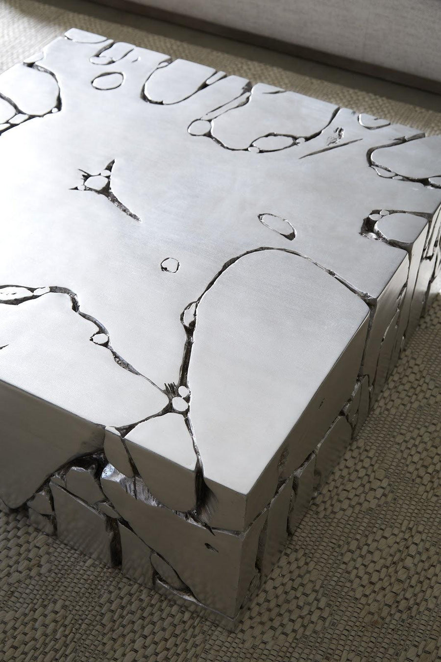 Chunk Square Silver Coffee Table - Maison Vogue