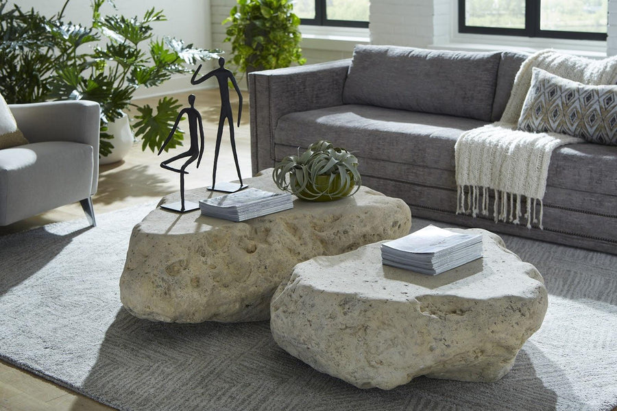 Cast Boulder Coffee Table Roman Stone, LG - Maison Vogue