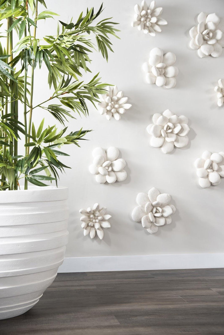 ceramic succulent wall art Laui White Stone Succulent Wall Art – Maison Vogue