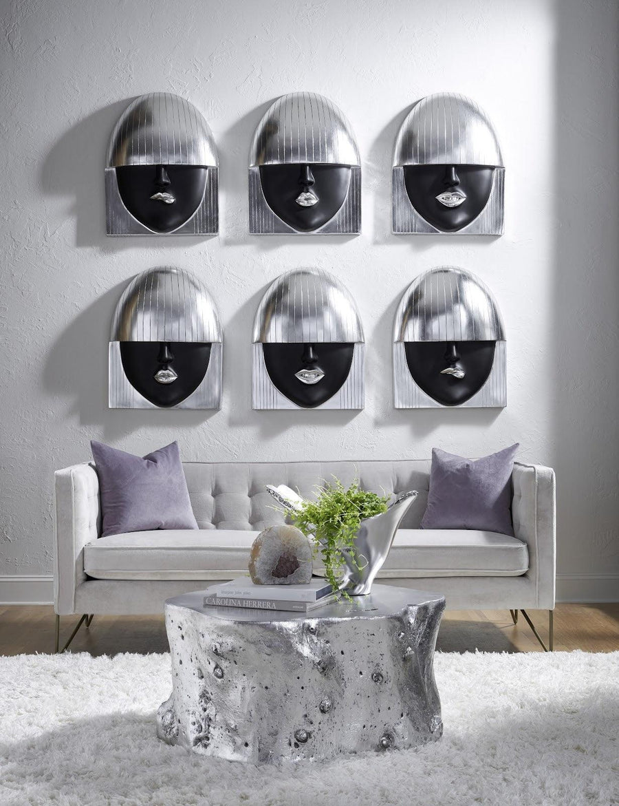 Fashion Faces Large Kiss Black and Silver Wall Art - Maison Vogue