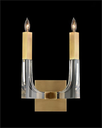 Acrylic and Brass Two-Light Wall Sconce - Maison Vogue