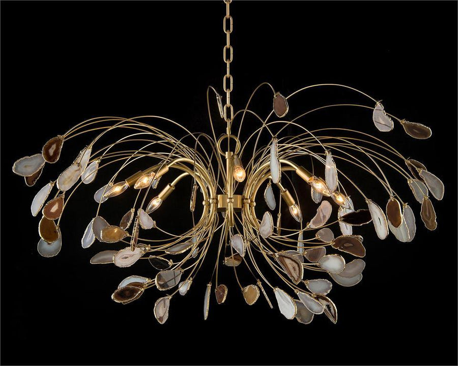 Agate and Brass Eight-Light Chandelier - Maison Vogue