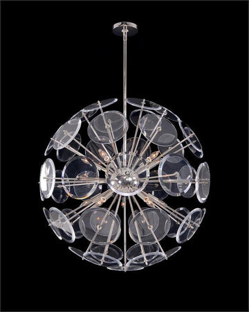 Genesis: Acrylic Sphere Ten-Light Pendant in Polished Nickel - Maison Vogue